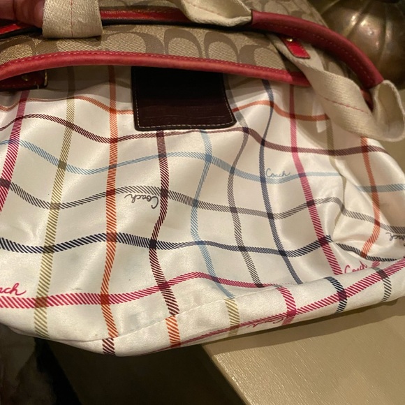 Coach Signature Pink Beige Heritage Stripe F11349 Tote Shoulder Bag - Picture 6 of 16